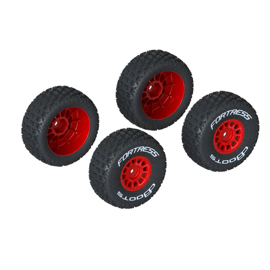 dBoots 'FORTRESS' Tire Set Glued, Red (4pcs)