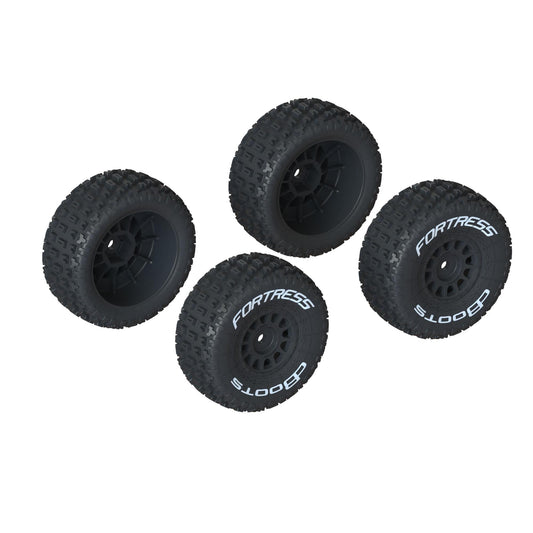 dBoots 'FORTRESS' Tire Set Glued, Black (4pcs)