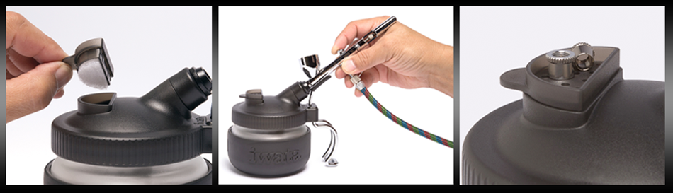 Iwata Spray Out Cleaning Pot with Airbrush Hanger