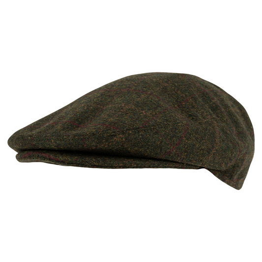 Wool Blend Flat Cap Dark Olive