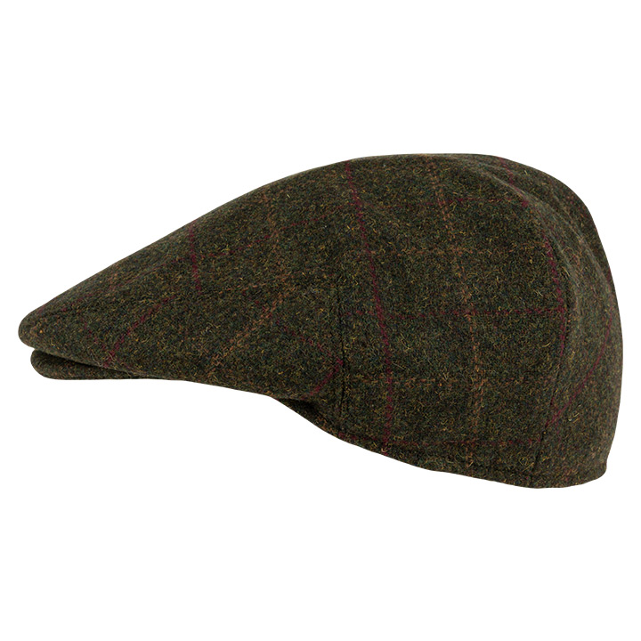 Wool Blend Flat Cap Dark Olive