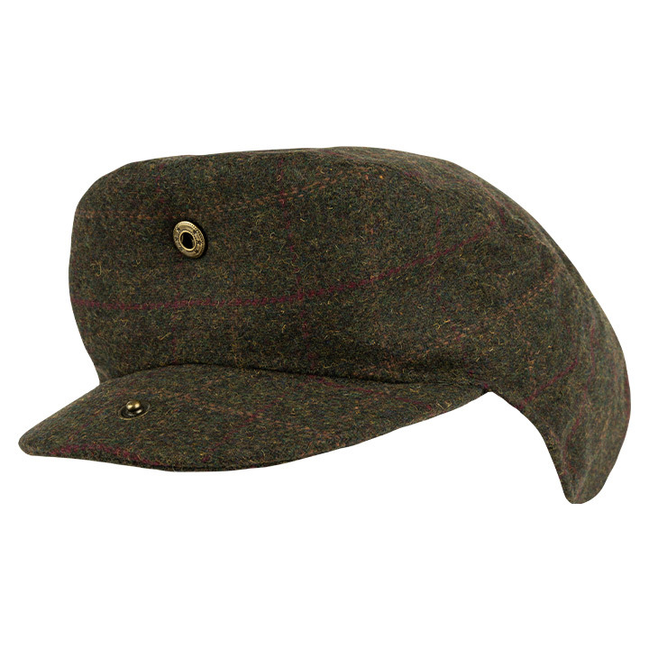 Wool Blend Flat Cap Dark Olive