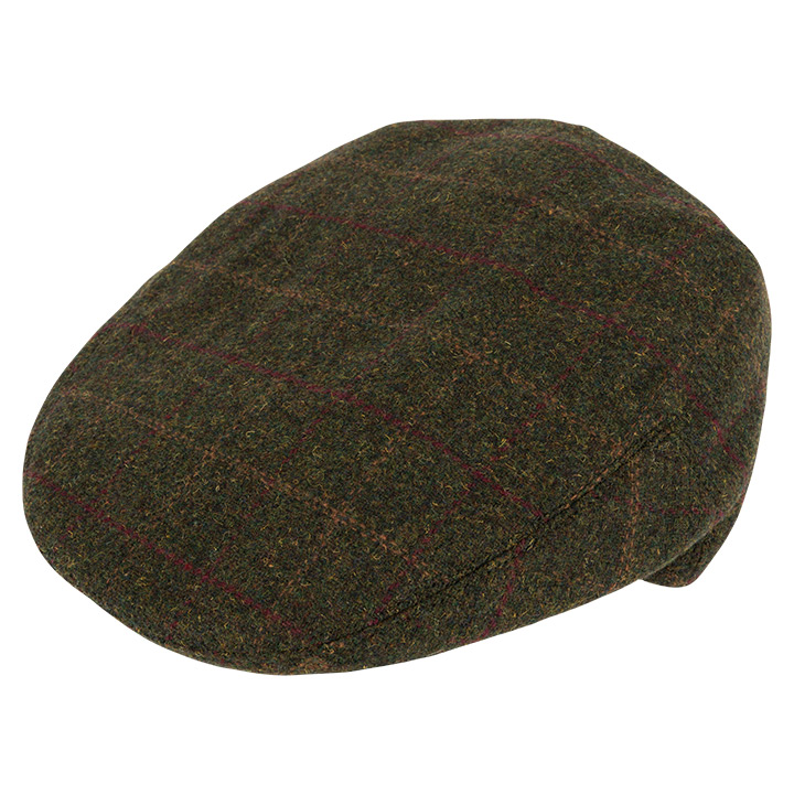 Wool Blend Flat Cap Dark Olive