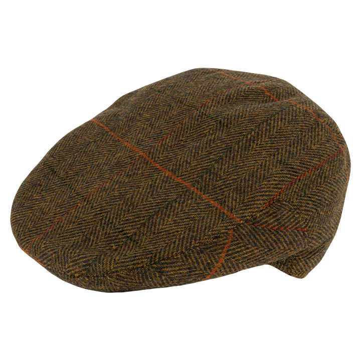 Wool Blend Flat Cap Tweed Brown