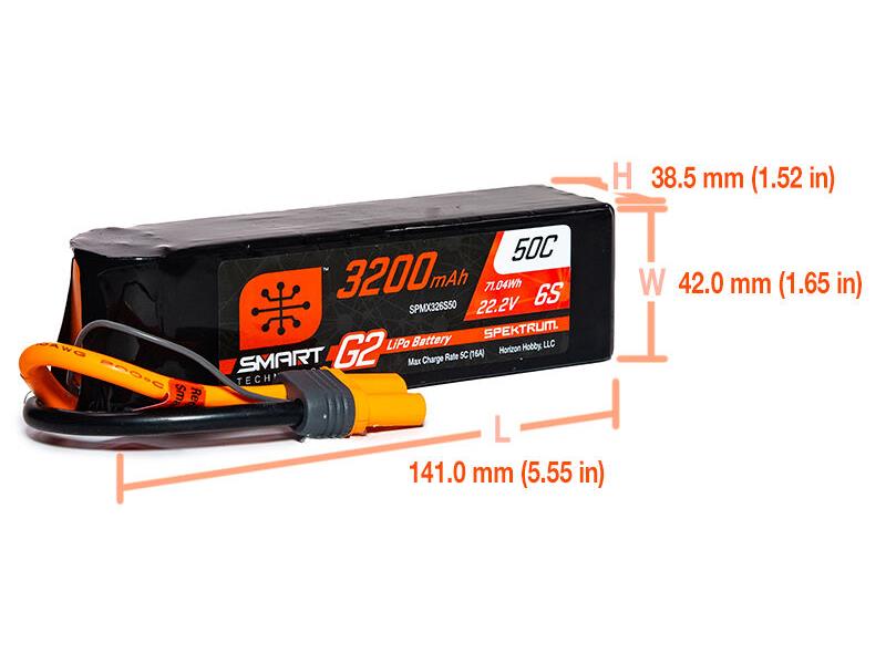 Spektrum 3200mAh 6s 22.2v 50C Smart Lipo Battery G2 IC5