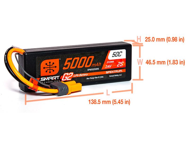 5000mAh 2S 7.4V SMART G2 50C IC5