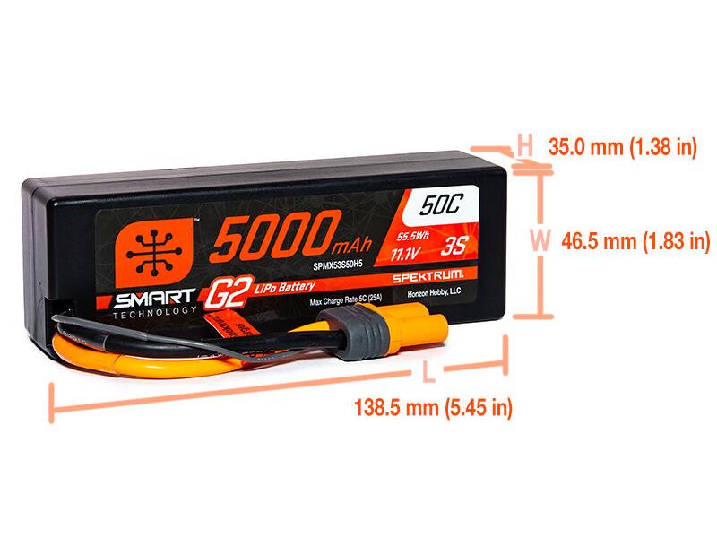 Spektrum 5000mAh 3S 11.1V SMART G2 50C IC5