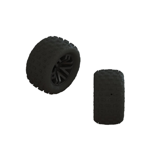 dBoots 'FORTRESS' 1/18th Tire Set Glued (Black) (2 Pairs)