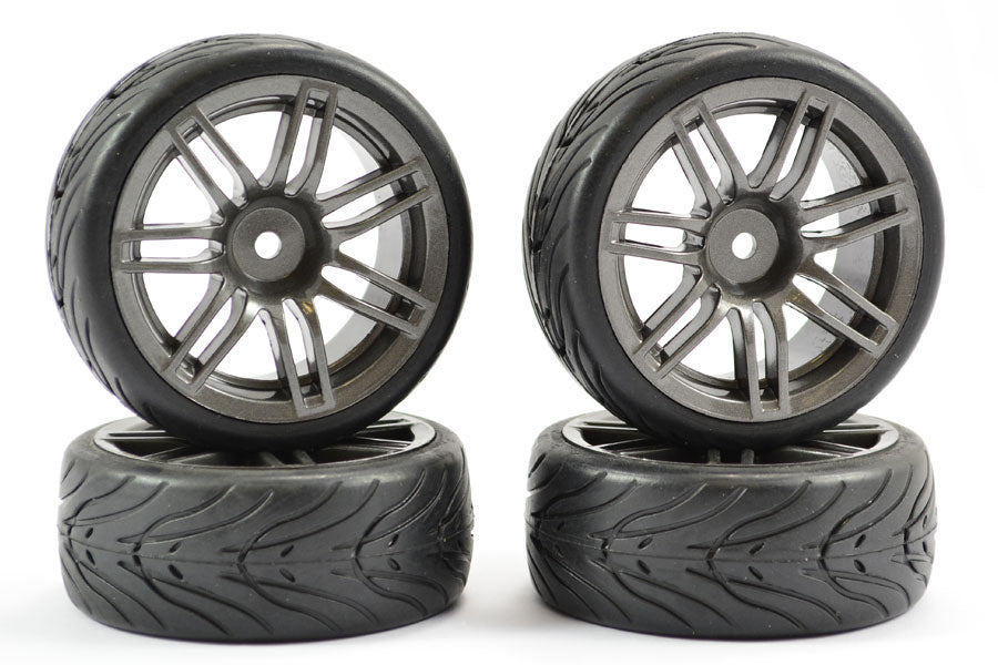 1/10 Street/Tread Tyre 14SP Gun Metal Wheel (4)