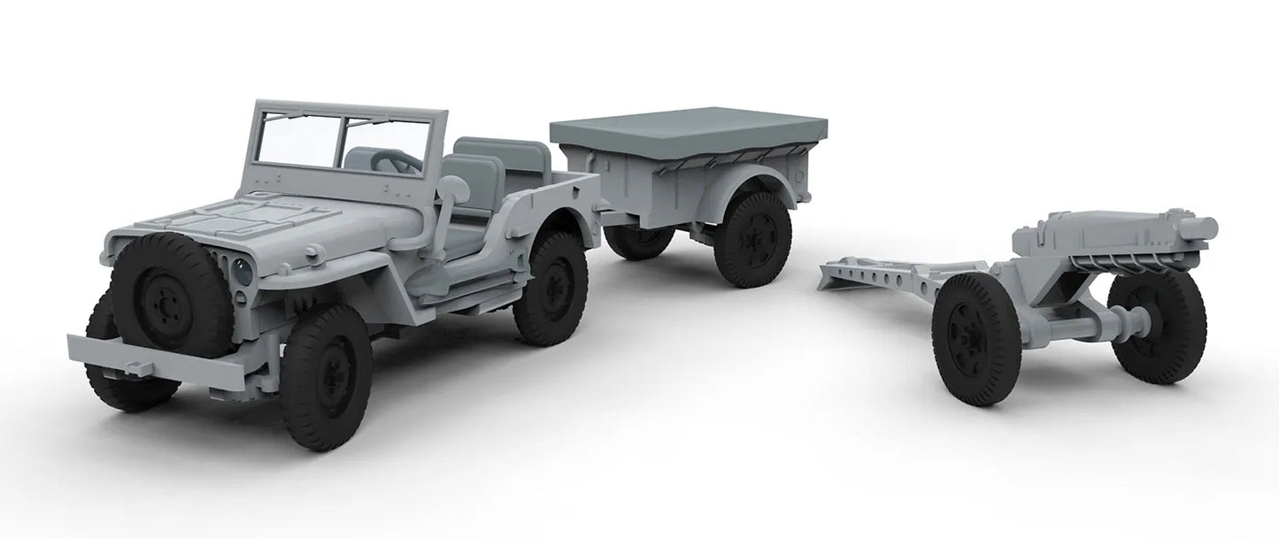 Airfix Willy's Jeep, Trailer & 6Ib Gun 1:72