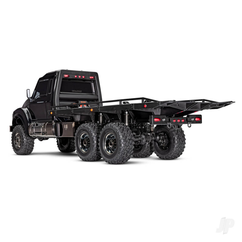 Black TRX-6 Ultimate RC Hauler 1:10 6X6 Electric Flatbed Truck with Pro Scale Winch