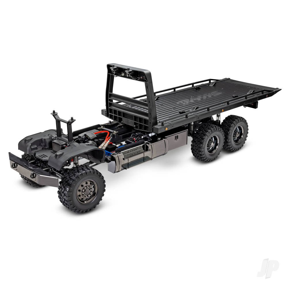 Black TRX-6 Ultimate RC Hauler 1:10 6X6 Electric Flatbed Truck with Pro Scale Winch